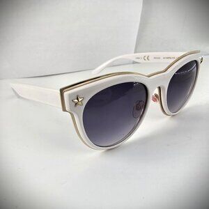 Designer Betsy Johnson White Lucite Gold Stars & Trim SR0422 Sunglasses